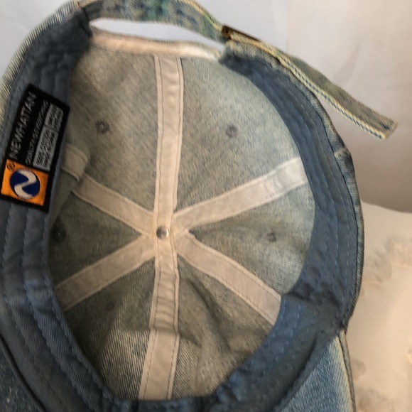 NEWHATTAN GOD IS DOPE light blue denim baseball cap. One Size Adult. - Picture 8 of 9